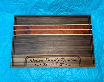 Handcrafted Walnut & Padauk Face Grain Cutting Board—Personalized Gift