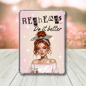 Redheads Do It Better Kindle Insert | Red Hair Aesthetic E-Reader Decor | Boss Babe Redhead Gift | Cheetah Print Accessory for Clear Cases