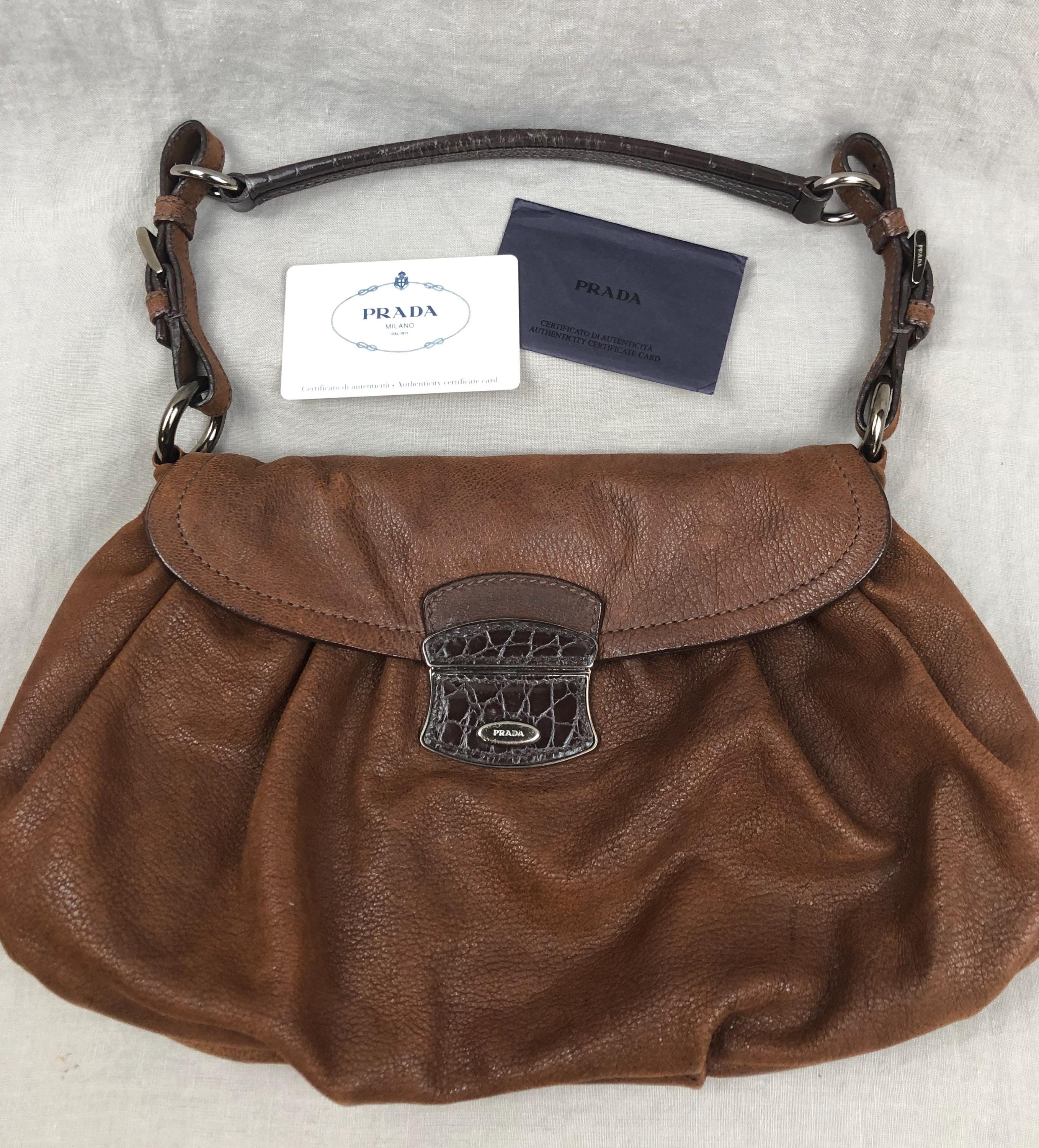 Genuine Vintage Prada Bruciato Antic St. Cocco Bag BR2759. Brown