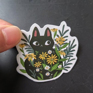 Paquete de 60 pegatinas de gato negro, pegatinas para diario, pegatinas para planificador, suministros para manualidades infantiles y scrapbooking.