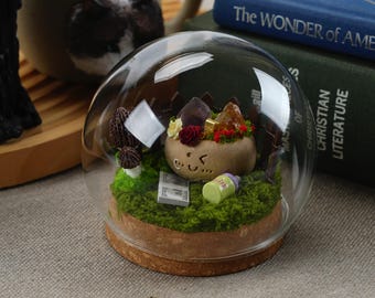 RosyGem Lucky Pet: Crystal Clay Miniature in Glass Dome