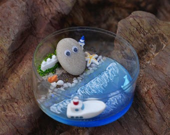 Glow-in-the-Dark Stone Pet Beach Set: Desktop Stress Relief Decor