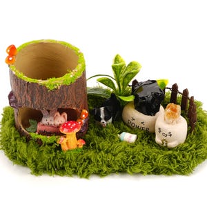 Portalápices de escritorio Rocky Pet - Juego de piedras de la suerte para mascotas, base de bambú con soporte de resina, tarjeta de adopción - Regalo decorativo antiestrés