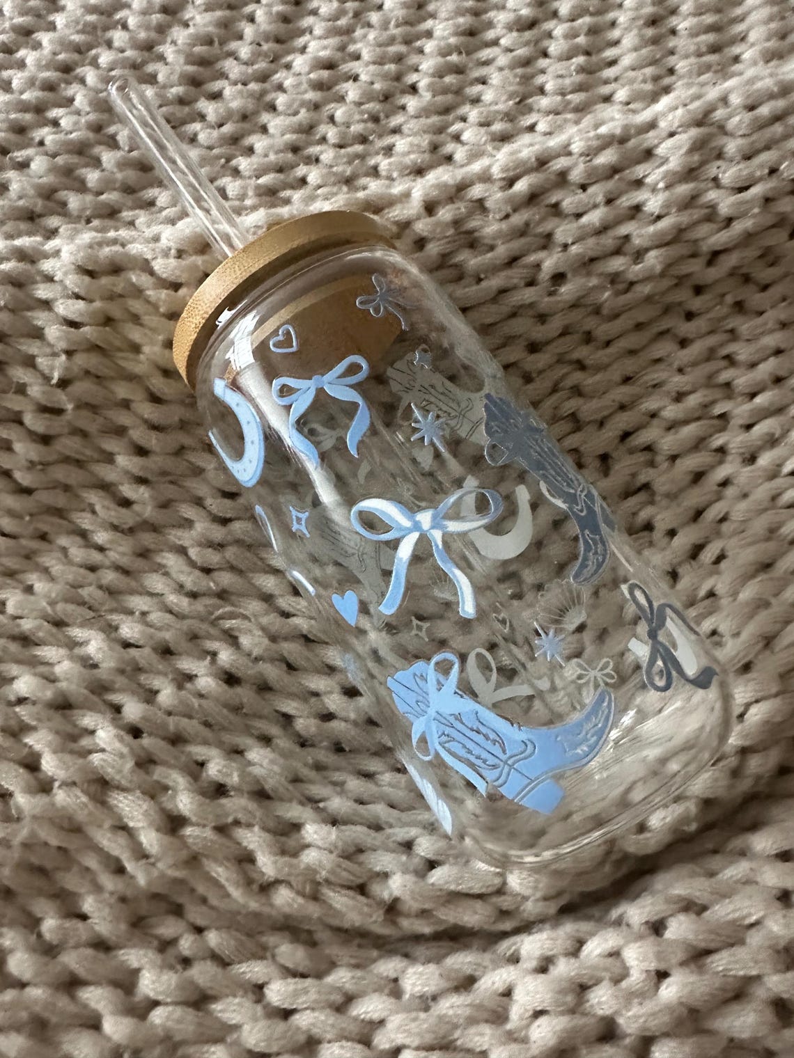 Coastal Cowgirl Boots Sipper Glass Seashell Coquette Bow Bridesmaid ...
