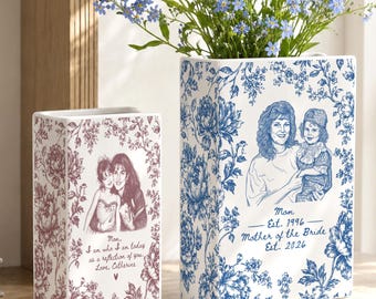 Regalo personalizado para la madre de la novia, jarrón de cerámica con forma de libro, regalo de boda personalizado con foto de mamá, regalo para la madre del novio, regalos de boda para mamá
