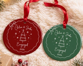 Personalized Engagement Ornament, Custom Couple Name Ceramic Keepsake, Newly Engaged Couple Christmas Gift 2026, Newlywed Gift, 2026 Couple