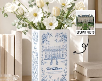 Personalized Wedding Venue Photo Toile Illustrated Venue Decor, Custom Ceramic Book Vase,Wedding Gift For Couple,Custom Keepsake Flower Vase