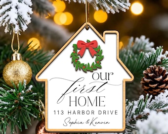 Personalized First New Home Christmas Ornament, New Home Ornament, Couple Gift, Gift for Homeowners or Housewarming, Wedding Christmas Gift