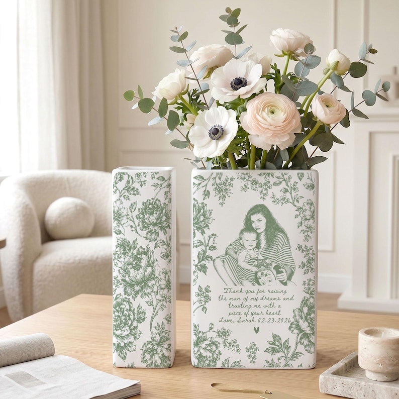 Personalized Mother of The Bride Gift, Ceramic Book Vase, Custom Mom Photo Wedding Gift, Mother of The Groom Gift, Wedding Gifts for Mom image 14