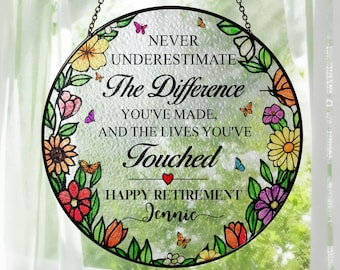 Retirement Gift, Stained Glass Retirement Suncatcher, Colleague Retirement Keepsake, Retirement Gift For Coworker,Retired Gift,Coworker Gift