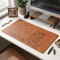 Custom Dad Photo Sketch Line Art Leather Desk Mat, Personalized Photo Father's Day Gift For Husband, Dad Picture Desk Pad Mouse Mat for Dad product logo