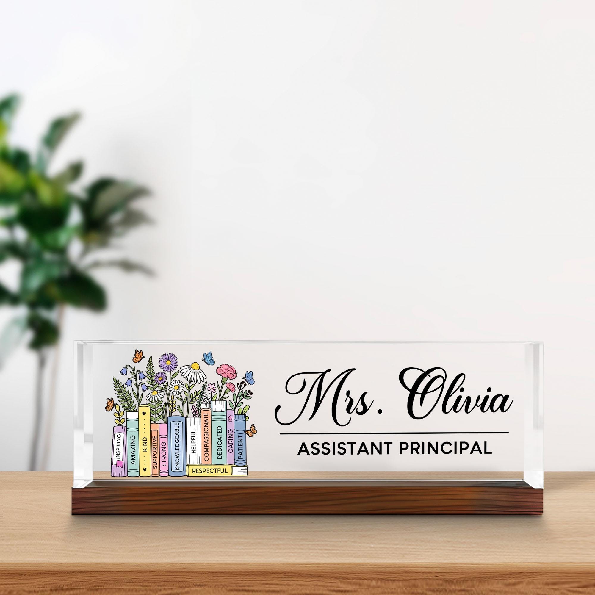 Custom Assistant Principal Desk Name Plaque,Desk Name Plate for Teacher,Back To School Teacher Gift, Personalized Name Teacher Acrylic Block