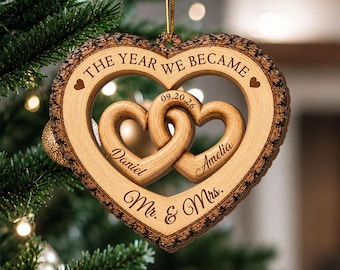 The Year We Became Mr & Mrs Ornament, Personalized Heart Christmas Ornament, Newlywed 2026 Wedding Gift, Anniversary Gift, Couple Gift