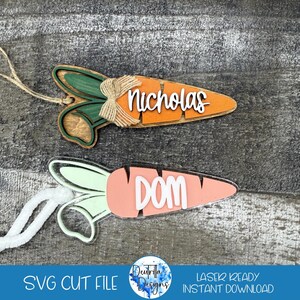Carrot With Ears Easter Basket Tag SVG | Easter Tag SVG |Easter Cut File | Carrot Tag Cut File | Easter Basket Name Tag SVG