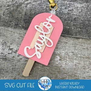 Summer Bag Tag SVG | Popsicle Keychain SVG | Popsicle Bag Tag Cut File | Summer Cut File