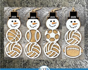 Paquete de archivos SVG para adornos deportivos de muñeco de nieve / Archivo de corte de doble capa (Descarga digital)