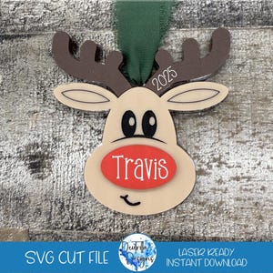 Reindeer Ornament SVG | Reindeer SVG | Christmas Ornament Cut File | Reindeer Cut File | Kids Ornament SVG | Reindeer