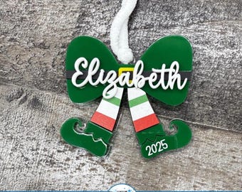 Elf Bow Christmas Ornament SVG | Holiday Cut File