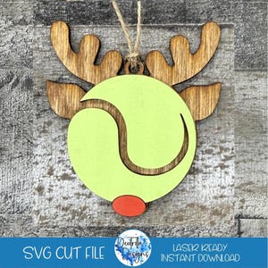 Sports Ornament SVG | Tennis Ornament SVG | Christmas Ornament Cut File | Sports Cut File |Tennis | Reindeer | Sports Reindeer