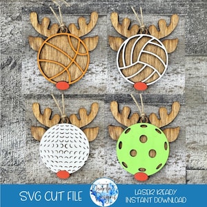 Sports Ornament Bundle 2 SVG | Christmas Ornament Cut File | Sports Cut File | Basketball | Golf | Volleyball | Pickleball