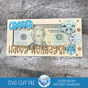 Happy Holidays geldhouder SVG | Kerstgeldhouder SVG | Wintersnijbestand | Uitgesneden vakantiebestand