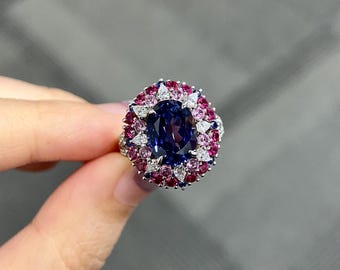 Art Deco 4.3 Carat Oval Sapphire Ring: 14k Gold Corundum, Handmade Boho Jewelry