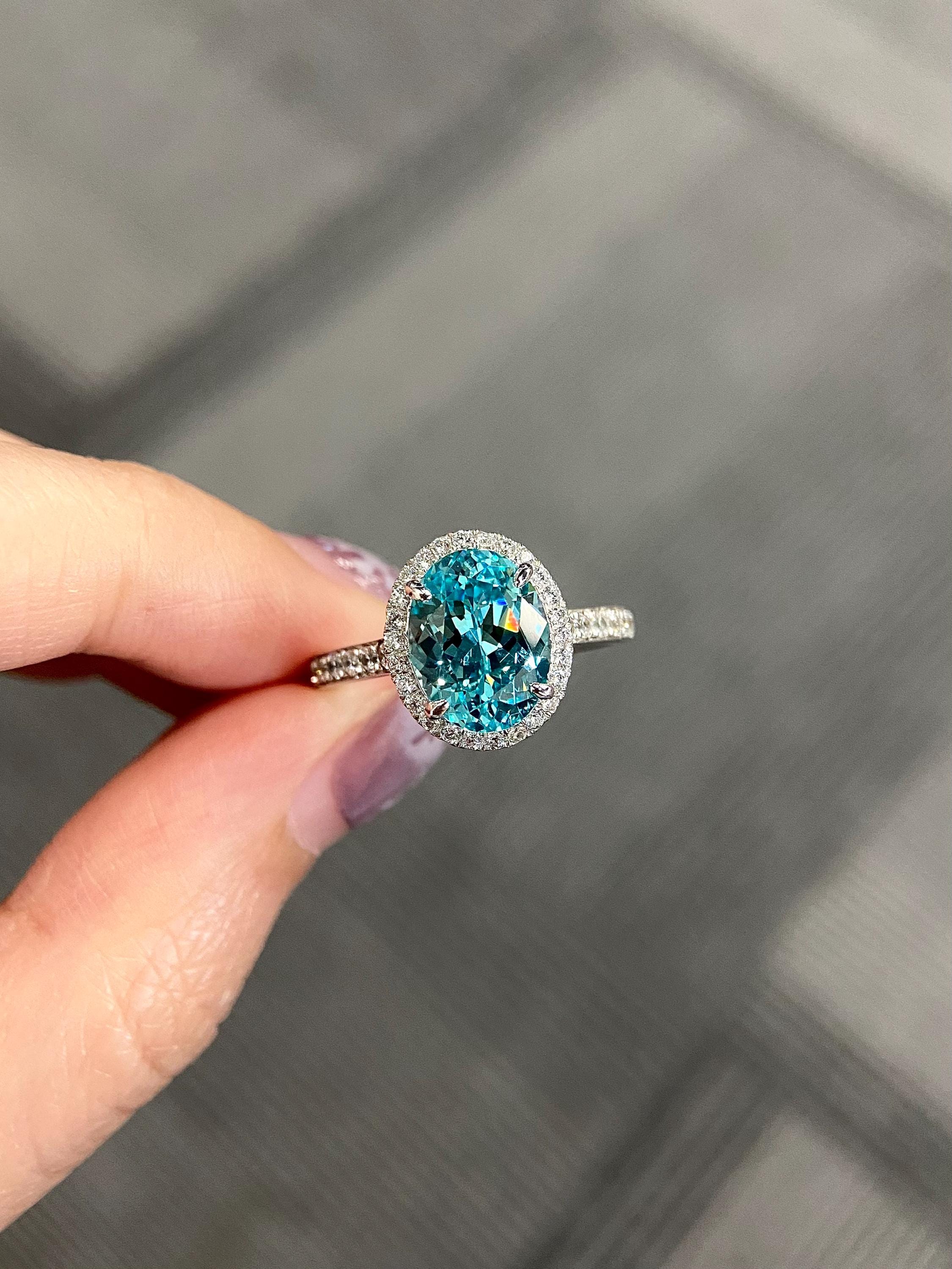 S925 ラボグロウン パライバトルマリン リング1.5ct オーバルカット