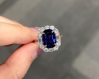 5 Carat Retro sapphire anniversary ring for men, oval cut September birthstone ring, gifts for him Christmas