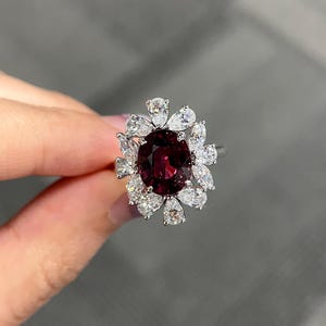 3.8 Carat lab ruby ring, July birthstone ring, oval cut red gemstone ring, proposal ring for women