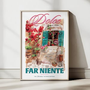 Hand Painted Italian Poster Print Italy Kitchen Wall Decor Italian Quote Poster For Home Wall Art Italian Dolce Phrase Poster Printable Art