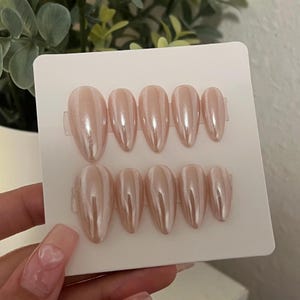 Nude-Pink Glazed Donut Nails | Hailey Bieber Inspired | Handmade Reusable Press On Nails