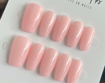 OPI Bubble Bath Press On Nails | Soft Glossy Pink Nails | Bridal Nails | Minimalist Clean Girl Set | Handmade Reusable Press On Nails
