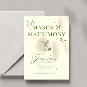 Convite para festa de despedida de solteira de design francês Margs & Matrimony (convite para impressão e edição), cartão RSVP