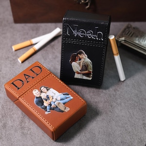 Gepersonaliseerde sigarettenkoker met foto, cadeau voor rokers, aangepaste slanke sigarettendoos, huwelijkscadeau, bruidsjonkers cadeau, cadeau voor hem