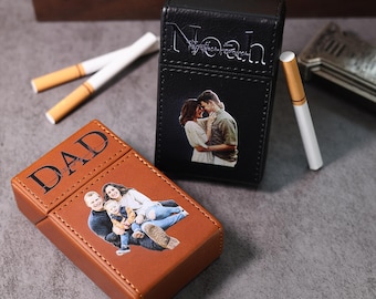Estuche para cigarrillos personalizado con foto, regalo para fumadores, caja de cigarrillos delgada personalizada, regalo de boda, regalo para padrinos de boda, regalo para él.