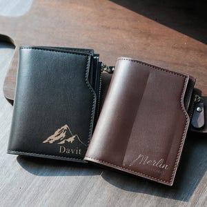 Personalisierte Brieftasche mit Name, personalisierte Leder Herren Brieftasche für Papa, Abschlussgeschenk, Geschenk für Jahrestag, Geschenk für Ehemann, Geburtstagsgeschenk