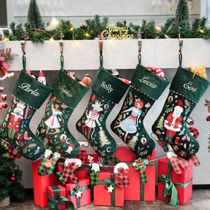 Personalized Nutcracker Christmas Stockings,Custom Velvet Christmas Stocking with Embroideried Name