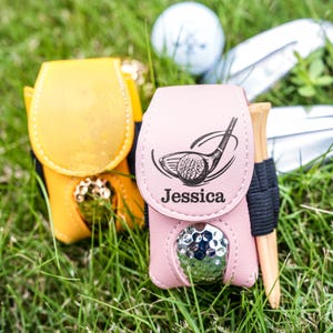 Customizable Leather Golf Bag, Tee Stand, Portable Golf Bag, Waist-mounted Tee Storage Bag, Outdoor Accessories, Gifts for Golf Enthusiasts