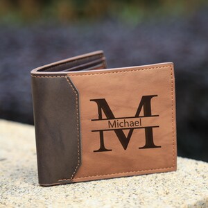Personalisiertes Leder für Papa, individuell gravierte Herrenbrieftasche, Vatertagsgeschenk, Geschenk für Ehemann, Geschenk für Ihn, Geburtstagsgeschenke
