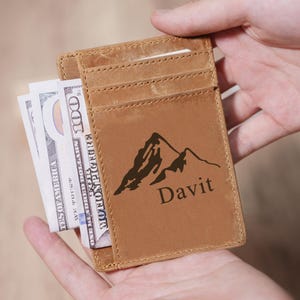 Porta carte personalizzato, porta carte personalizzato in similpelle per uomo, portafoglio in pelle, porta biglietti da visita minimalista, regalo per lui, regalo per uomo