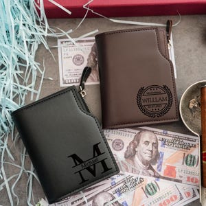Personalisierte gravierte Brieftasche mit Namen, benutzerdefinierte Leder Herrenbrieftasche für Papa, Vatertagsgeschenk, Geschenk zum Jahrestag, Geschenk für Ehemann, Geburtstagsgeschenk
