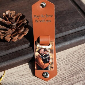 Personalised Leather Keychain with Photo,Custom Leather Keychain for Dad, Fathers Day Gift, Gift for Her,Back to School Gift