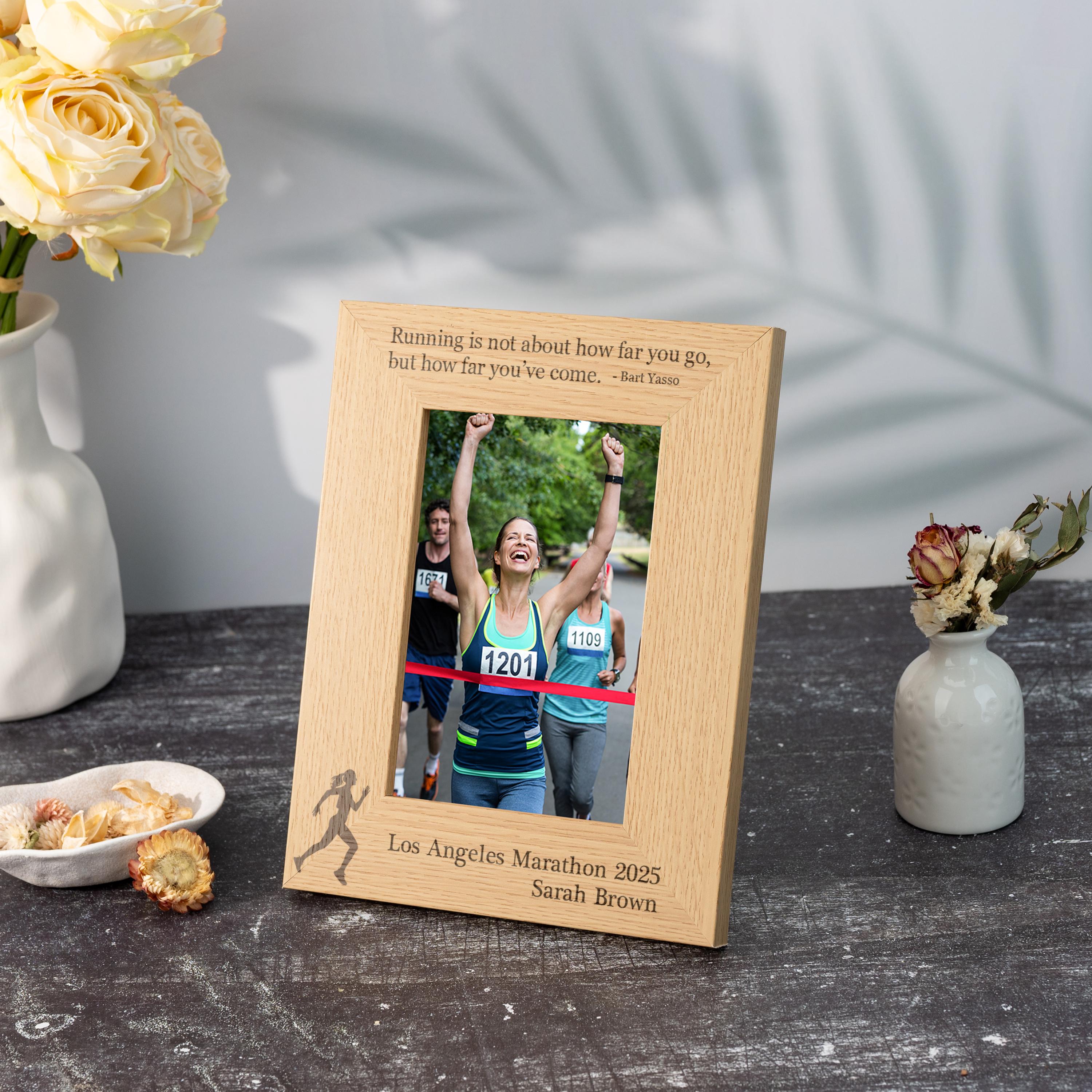 Personalized Marathon Runner Picture Frame, Running Photo Frame, Long ...