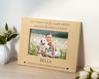 Cornice commemorativa personalizzata per cani, cornice ricordo per foto di animali domestici, saluto preferito, addio più difficile, cornice per foto per la perdita di un animale domestico, ricordo amorevole per un cane