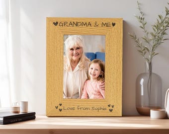 Moldura de foto personalizada, moldura para fotos da vovó e eu, presente personalizado para a vovó, presente de dia das mães para avó, babá, babá, mãe