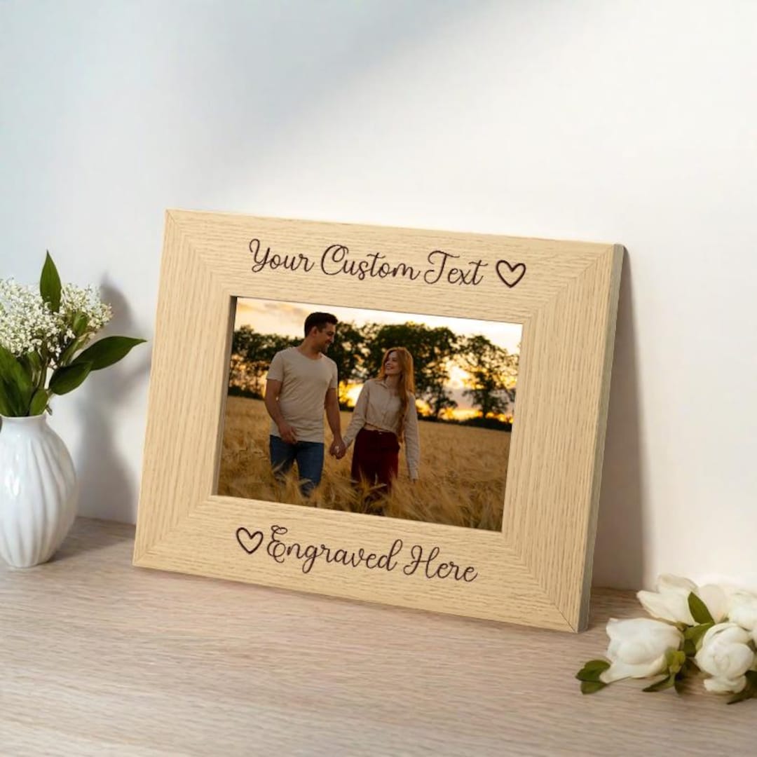 Custom Wood Photo Frame, Engraved 4x6 5x7 Picture Frame, Personalized ...