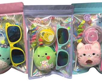 Squishmallow Prefilled Party Favor Bag!  Includes the Birthday Edition Squishmallows!!  Perfect for birthday parties!! Price is for one bag!