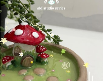 Mushroom House Trinket Dish | Handmade Clay & Resin Jewelry Holder
