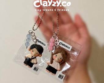 Personalized Mini Figurine Keychain | Custom Couple, Friends, Family Gift | Handmade Clay Figurine Mini me