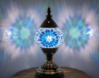Turkish Mosaic Table Lamp,Handmade Glass,Bohemian Bedside Lamp